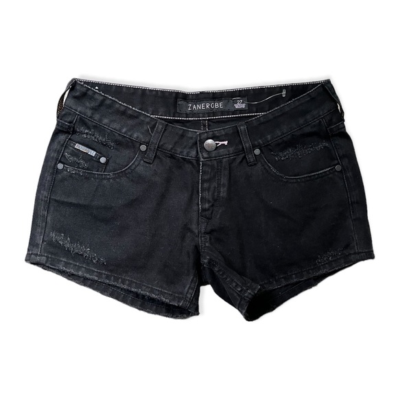 NWT Zanerobe Women’s Black Denim Shorts, sz 27” - Picture 1 of 7